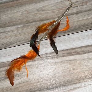 Vintage Bohemian Festival Long Feather Rhinestones Chain Drop Bobby Pin